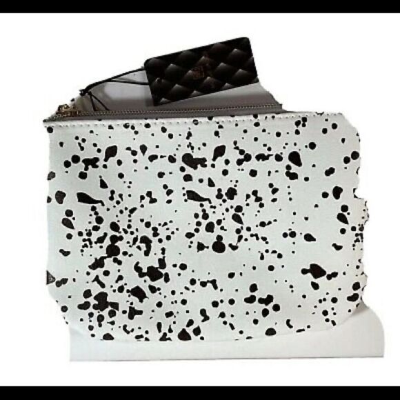 Mollie Jacob white w black speckles makeup pouch or purse NWT - Picture 4 of 5